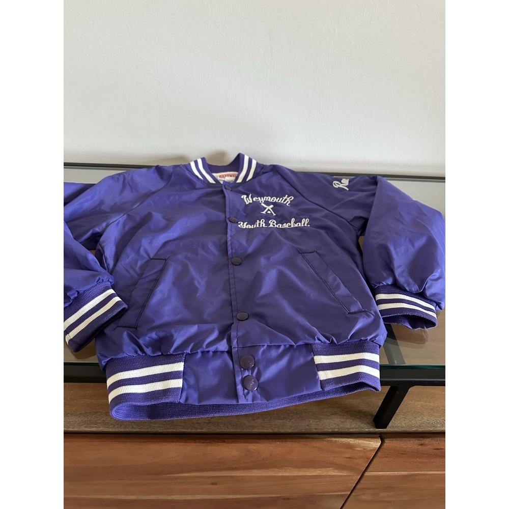 Vintage Hartwell USA Weymouth Baseball Satin Jacket Fresh Purple Snap Bomber